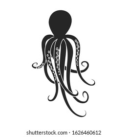 Octopus vector icon.Black,simple vector icon isolated on white background octopus.