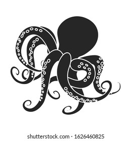 Octopus vector icon.Black,simple vector icon isolated on white background octopus.