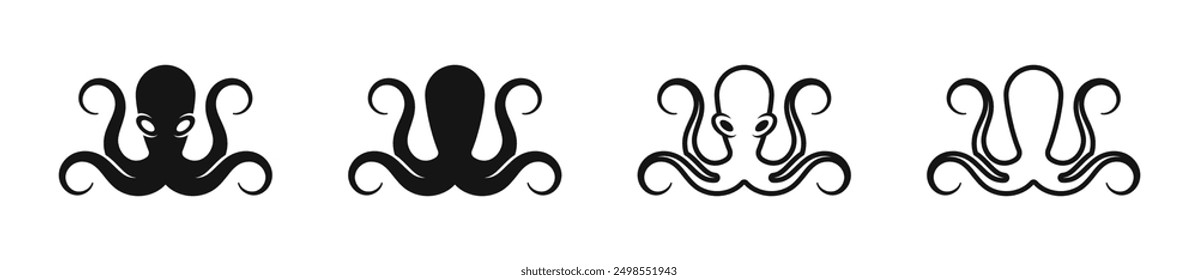 Octopus vector icons. Octopus vector illustration. Kraken, tentacle, logo, aquatic, ocean, seafood, monster, animal, marine, nautical, squid