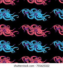 Octopus vector illustration. Doodle style. Design, print, logo, decor, textile, paper
