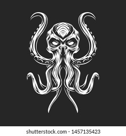 octopus vector illustration isolated on dark background