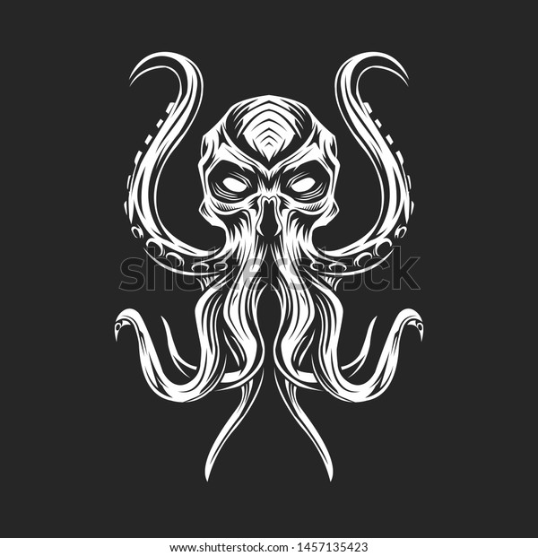 Octopus Vector Illustration Isolated On Dark Stock Vector (Royalty Free ...