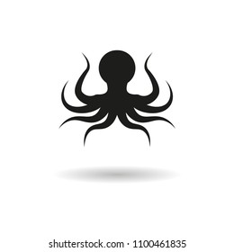 Octopus vector illustration on white background with shadow below