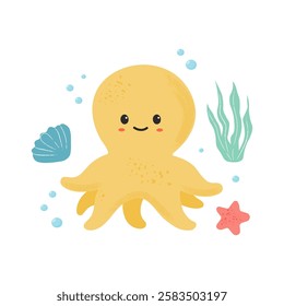 Octopus vector illustration on white background