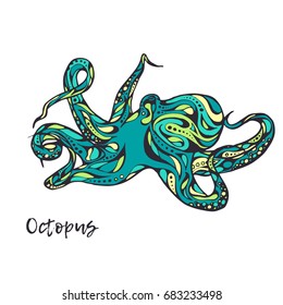 Octopus. Vector illustrations.