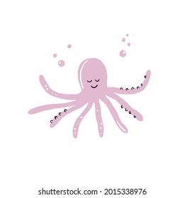 Octopus vector isolated. Illustration on white background. Cartoon cute character