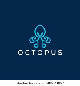 Octopus vector line outline symbol graphic icon template minimalist download