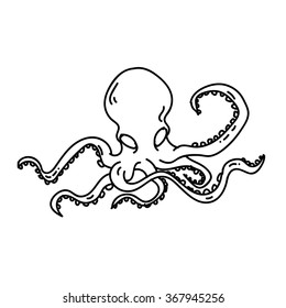 Octopus vector logo black and white