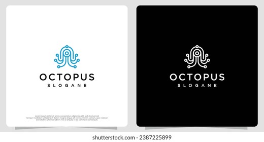 Octopus vector logo, made with lines