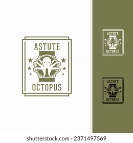 Octopus vintage badge logo vector design template