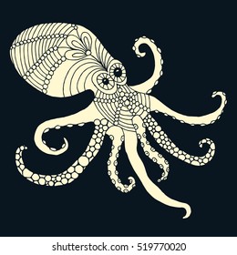 Octopus vulgaris isolated illustration