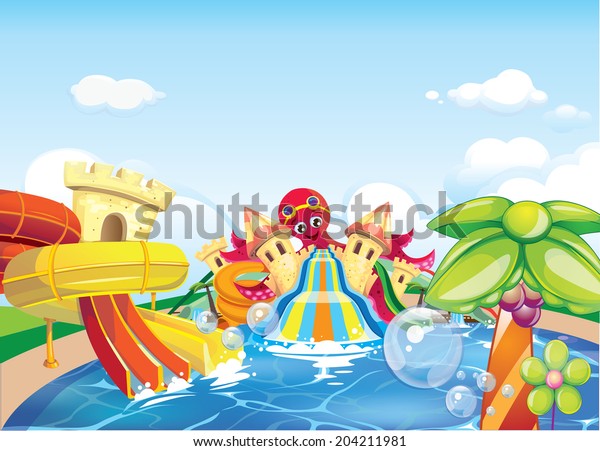 Octopus Water Park Stock Vector (Royalty Free) 204211981