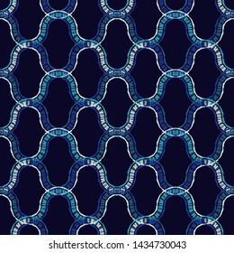 Octopus and waves. Ethnic boho seamless pattern. Patchwork texture. Weaving. Traditional ornament. Tribal pattern. Folk motif. Can be used for wallpaper, textile, wrapping, web.