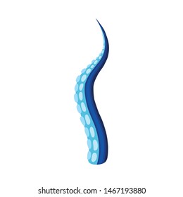 Octopus wavy blue tentacles. Vector illustration on white background.