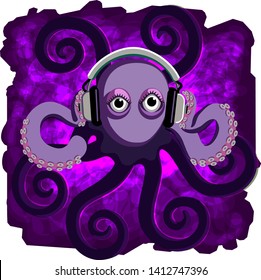 octopus wearing a pair of headphones