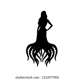 Octopus woman silhouette ancient mythology fantasy