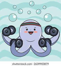 octopus workout kawai cute dumbell
