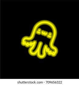 Octopus yellow glowing neon ui ux icon. Glowing sign logo vector
