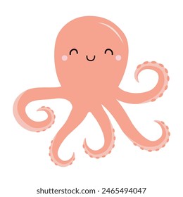 Octopus Zoo animal icon. See Ocean underwater life. Fish collection. Cute cartoon kawaii funny baby character. Education cards for kids. Childish style. Flat design. Isolated. White background. Vector