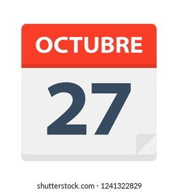 Octubre 27 - Calendar Icon - October 27 - Vector Illustration