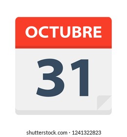 Octubre 31 - Calendar Icon - October 31 - Vector Illustration