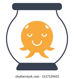 Octupus Bowl Aquactic Pet Vector Icon Design