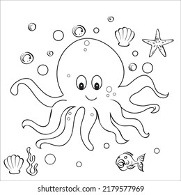 Octupus Coloring Page Kids Stock Vector (Royalty Free) 2179577969 ...