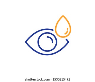Oculist clinic sign. Eye drops line icon. Optometry vision symbol. Colorful outline concept. Blue and orange thin line eye drops icon. Vector