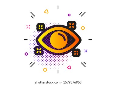 Oculist clinic sign. Halftone circles pattern. Health eye icon. Optometry vision symbol. Classic flat health eye icon. Vector