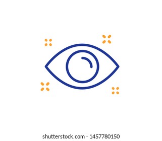 Oculist clinic sign. Health eye line icon. Optometry vision symbol. Colorful outline concept. Blue and orange thin line health eye icon. Vector