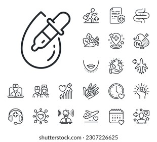 Oculist clinic sign. Online doctor, patient and medicine outline icons. Eye drops line icon. Optometry vision symbol. Eye drops line sign. Veins, nerves and cosmetic procedure icon. Intestine. Vector