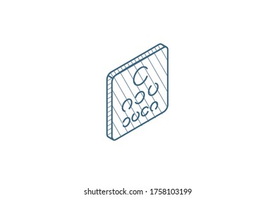 Oculist symbol. Visual Acuity Examination Point isometric icon. 3d vector illustration. Isolated line art technical drawing. Editable stroke