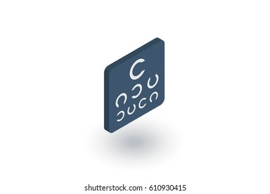 Oculist symbol. Visual Acuity Examination Point isometric flat icon. 3d vector colorful illustration. Pictogram isolated on white background
