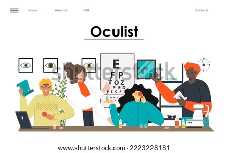 Oculist vector landing page eye check up service