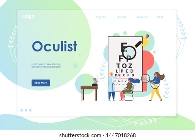 Oculist vector website template, web page and landing page design for website and mobile site development. Eyesight examination and correction concept.