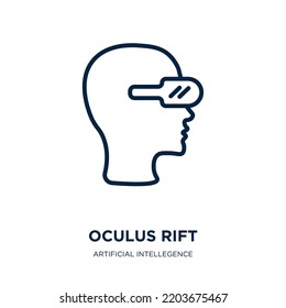 oculus rift icon from artificial intellegence and future technology collection. Thin linear oculus rift, virtual, oculus outline icon isolated on white background. Line vector oculus rift sign, symbol