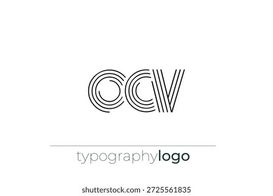 Logotipo da tipografia geométrica moderna OCV. Composição moderna e elegante com uma ilustração de logotipo de tipografia monocromática projetada com linhas intrincadas.