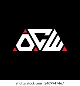 OCW triangle letter logo design with triangle shape. OCW triangle logo design monogram. OCW triangle vector logo template with red color. OCW triangular logo Simple, Elegant, and Luxurious design.
