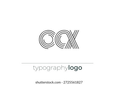 OCX modern geometric typography logo. Modern and stylish composition featuring a monochromatic typography logo illustration designed with intricate lines.