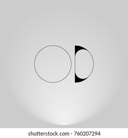OD Black thin minimalist LOGO Design with Highlight on Gray background.