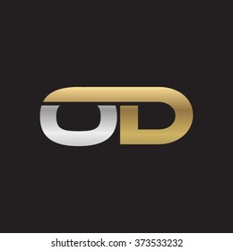 OD company linked letter logo golden silver black background