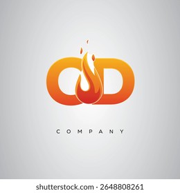 OD Creative Fire Letter Logo Design