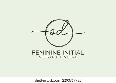 OD handwriting logo with circle template vector logo of initial signature, wedding, fashion, floral and botanical with creative template.