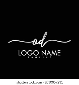 OD Initial Handwriting Logo Design Vector