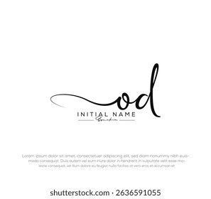 od initial letter handwriting and signature logo