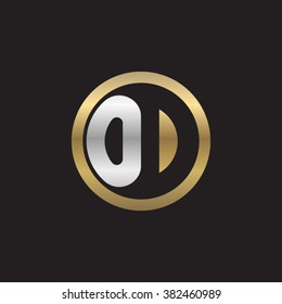 OD initial letters circle elegant logo golden silver black background