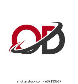 OD initial logo company name colored red and black swoosh design, isolated on white background. vector logo for business and company identity.