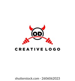 OD initial monogram for fitnes or gym logo with devil style design