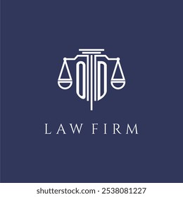 OD initial monogram for lawfirm logo with scales vector image