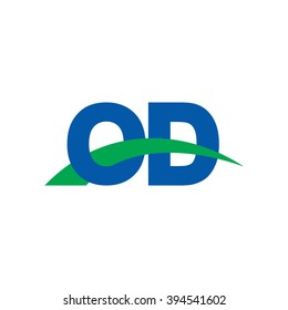 OD initial overlapping swoosh letter logo blue green